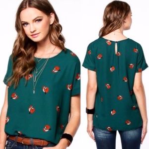 Everly Flowy Fox Print Blouse